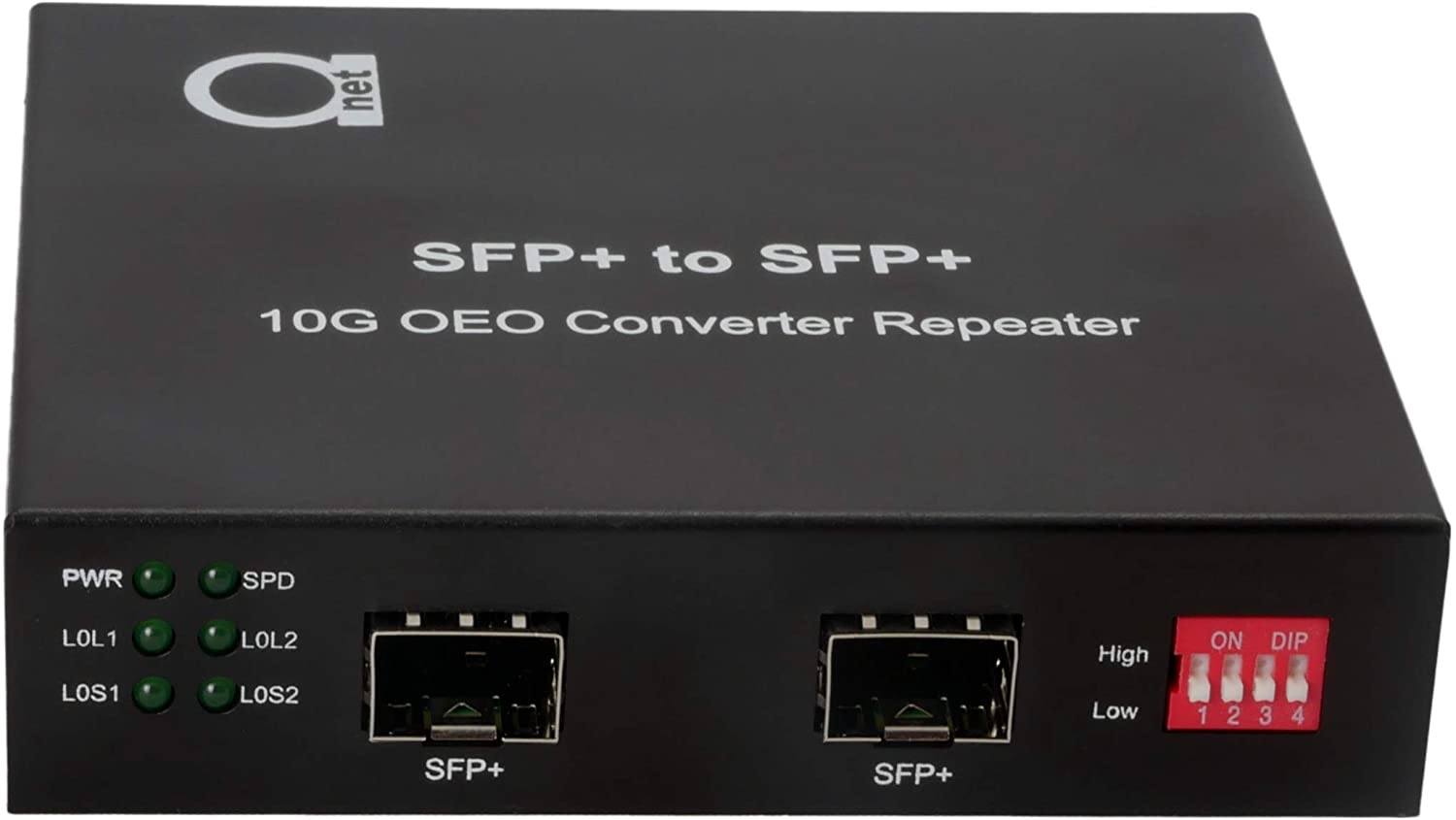 10G SFP+ to SFP+ Fiber to Fiber Media Converter - 10G OEO 3R Transparent  Repeater - 2 x Standard Open SFP+ Slots - Universal - Supports 10GB SFP+ or  1GB SFP Fiber Modules - Without Transceivers